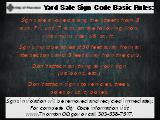 Yard Sale Sign Code Basic Rules